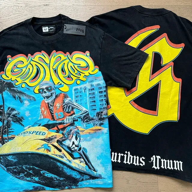 Black Multicolor Graphic-Print Front Bold Back Logo T-Shirt 4