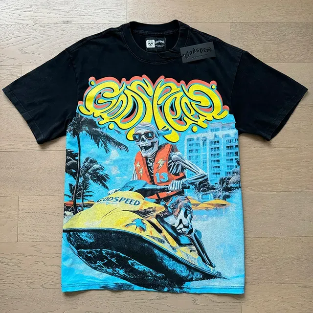 Black Multicolor Graphic-Print Front Bold Back Logo T-Shirt 5