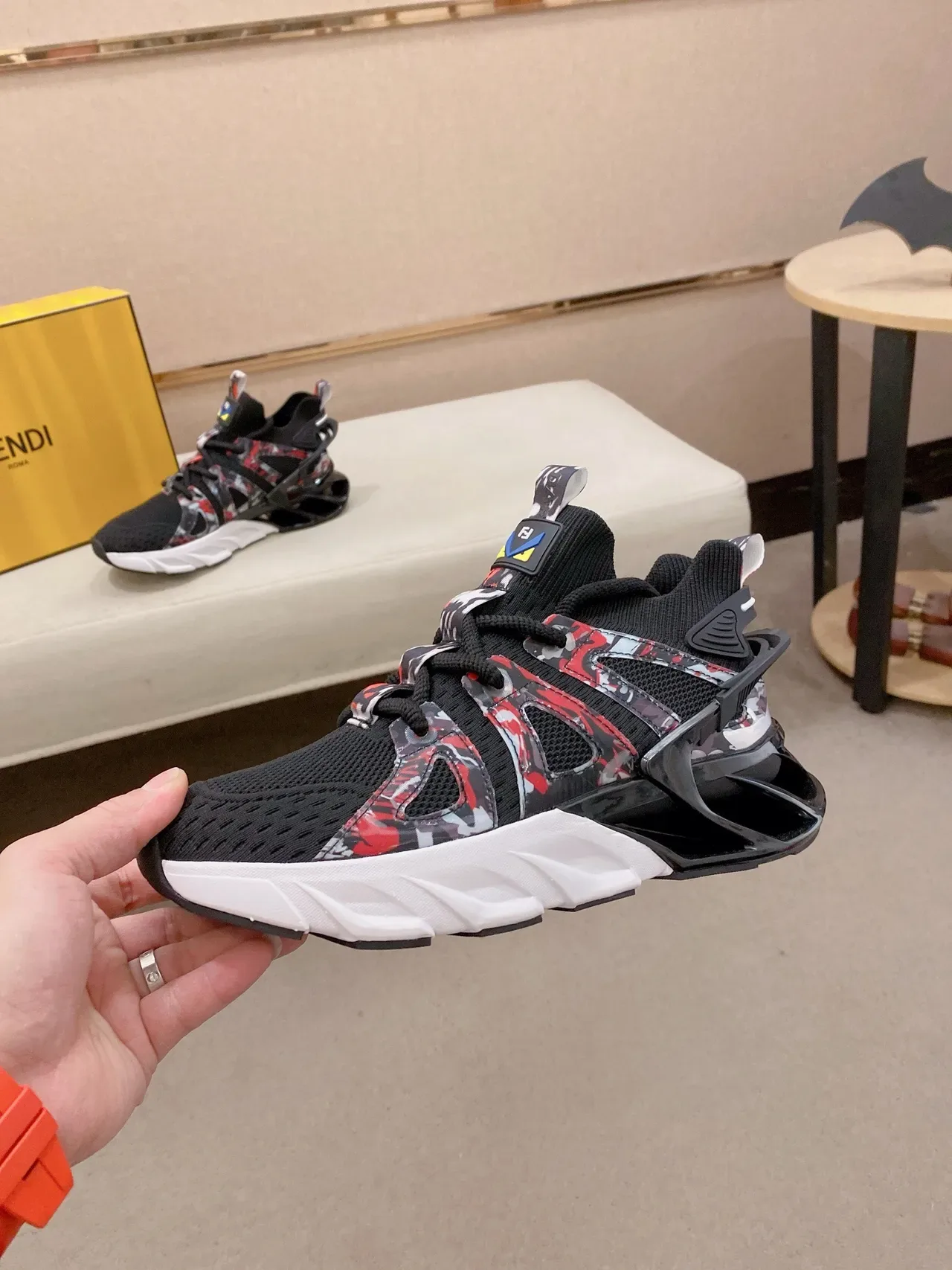 Black Multicolor Mesh Upper Camouflage Overlays Sneakers 3