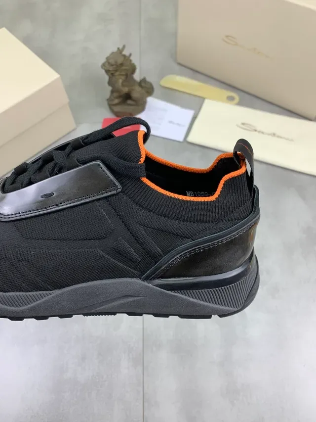 Black Orange Knit Upper Slip-On Construction Lifestyle Sneakers 4