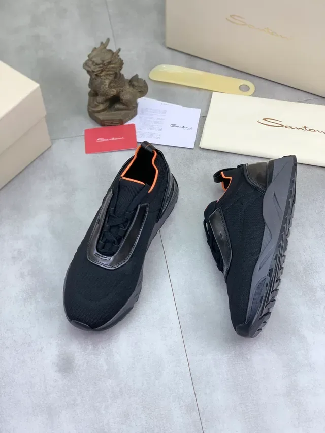 Black Orange Knit Upper Slip-On Construction Lifestyle Sneakers 6