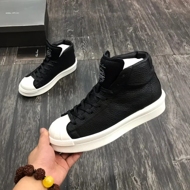 Black Pebbled High-Top White Platform Sneakers 4
