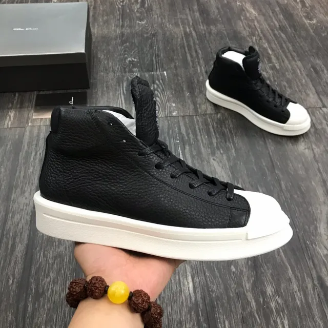 Black Pebbled High-Top White Platform Sneakers 9