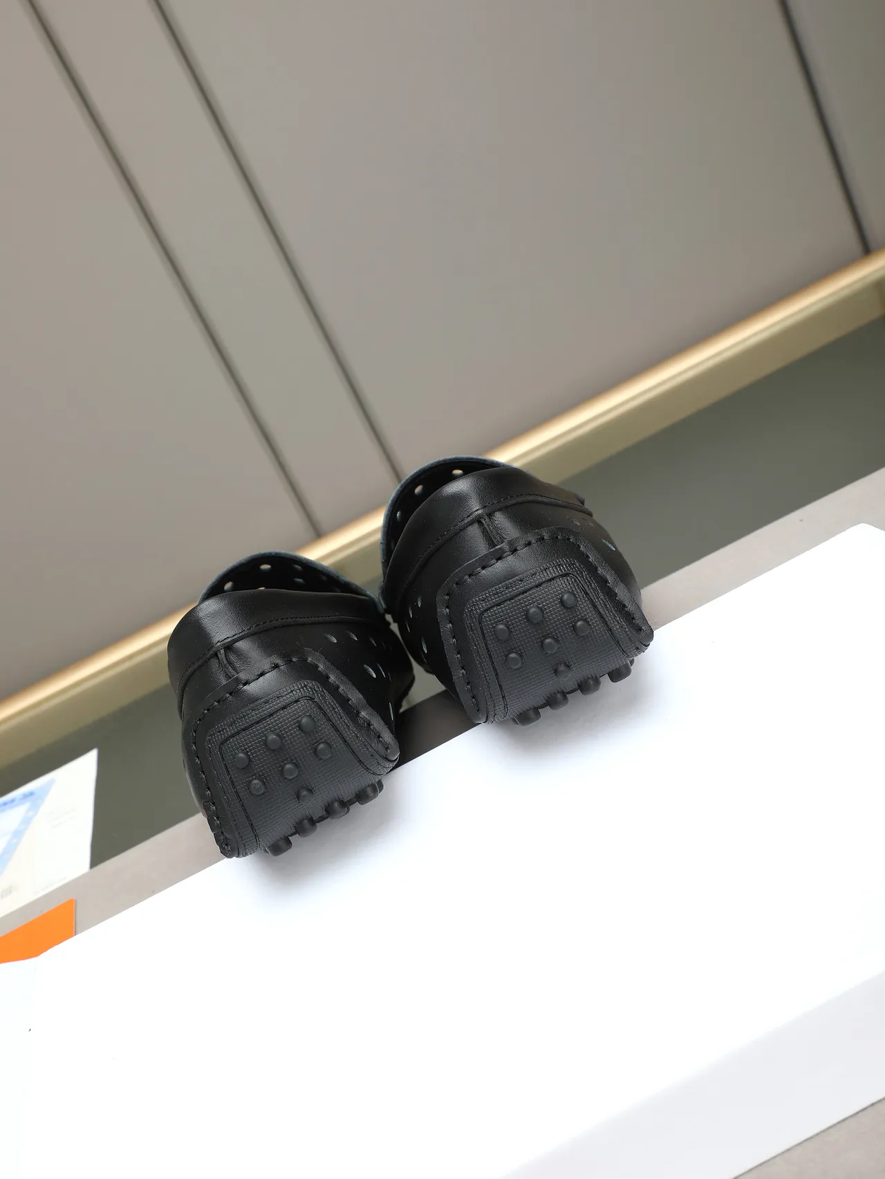 Black Perforated Leather Moccasin-Stitched Toe Loafer 3