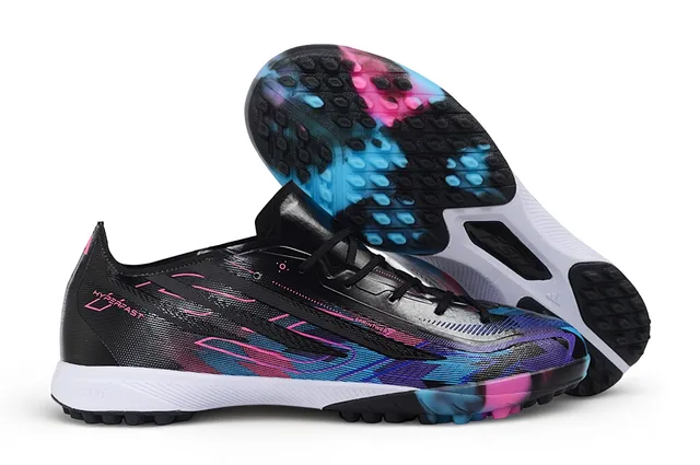Black Pink Cyan Graphic Turf Soccer Shoes 4