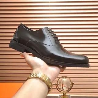 Black Polished Cap Toe Oxford Shoes