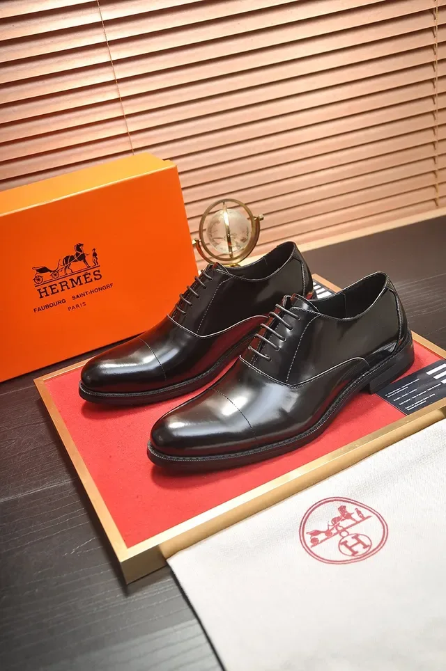 Black Polished Cap Toe Oxford Shoes 4