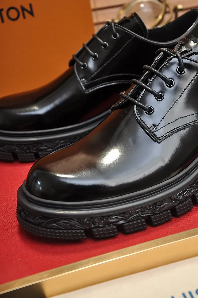 Black Polished Leather Closed-Lace Oxford Shoes 4
