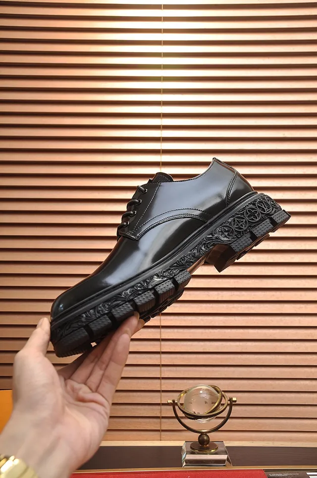Black Polished Leather Closed-Lace Oxford Shoes 5