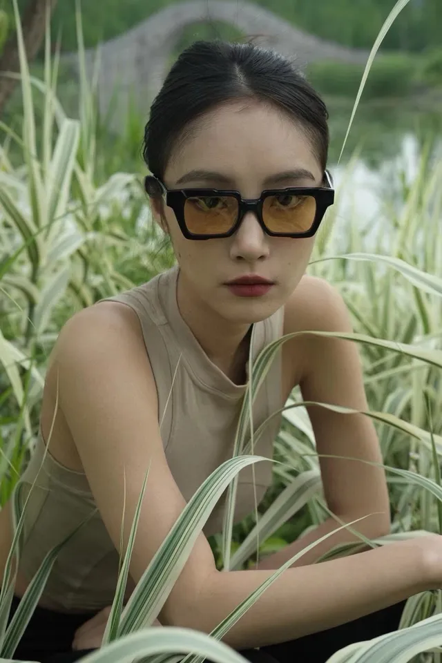 Black Rectangular Frame Thick Temples Sunglasses 4