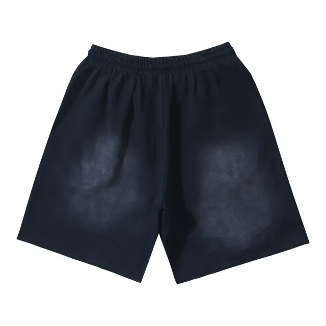 Black Rhinestone Flame Embroidered Drawstring Shorts 4