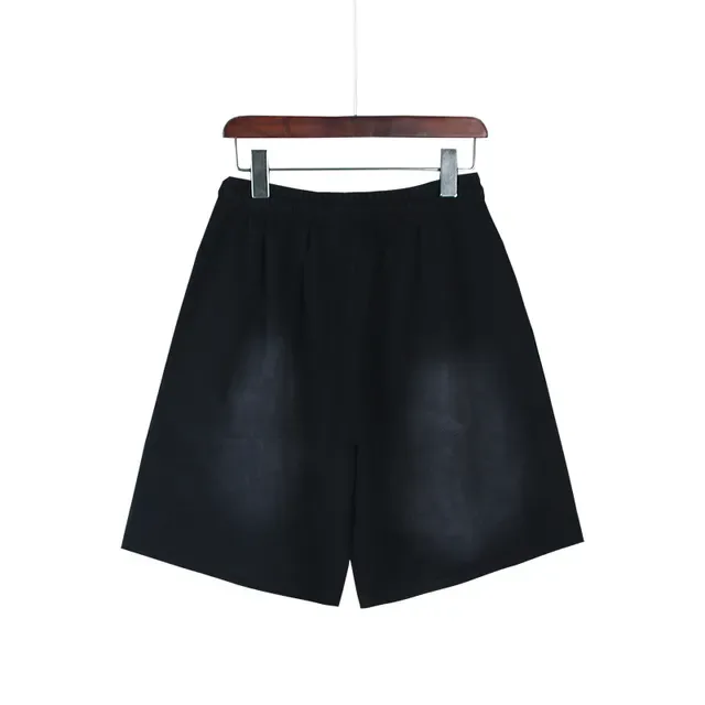 Black Rhinestone Flame Embroidered Drawstring Shorts 7