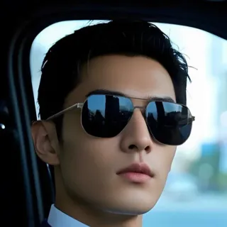 Black Silver Aviator Silhouette Thin Metal Frame Sunglasses