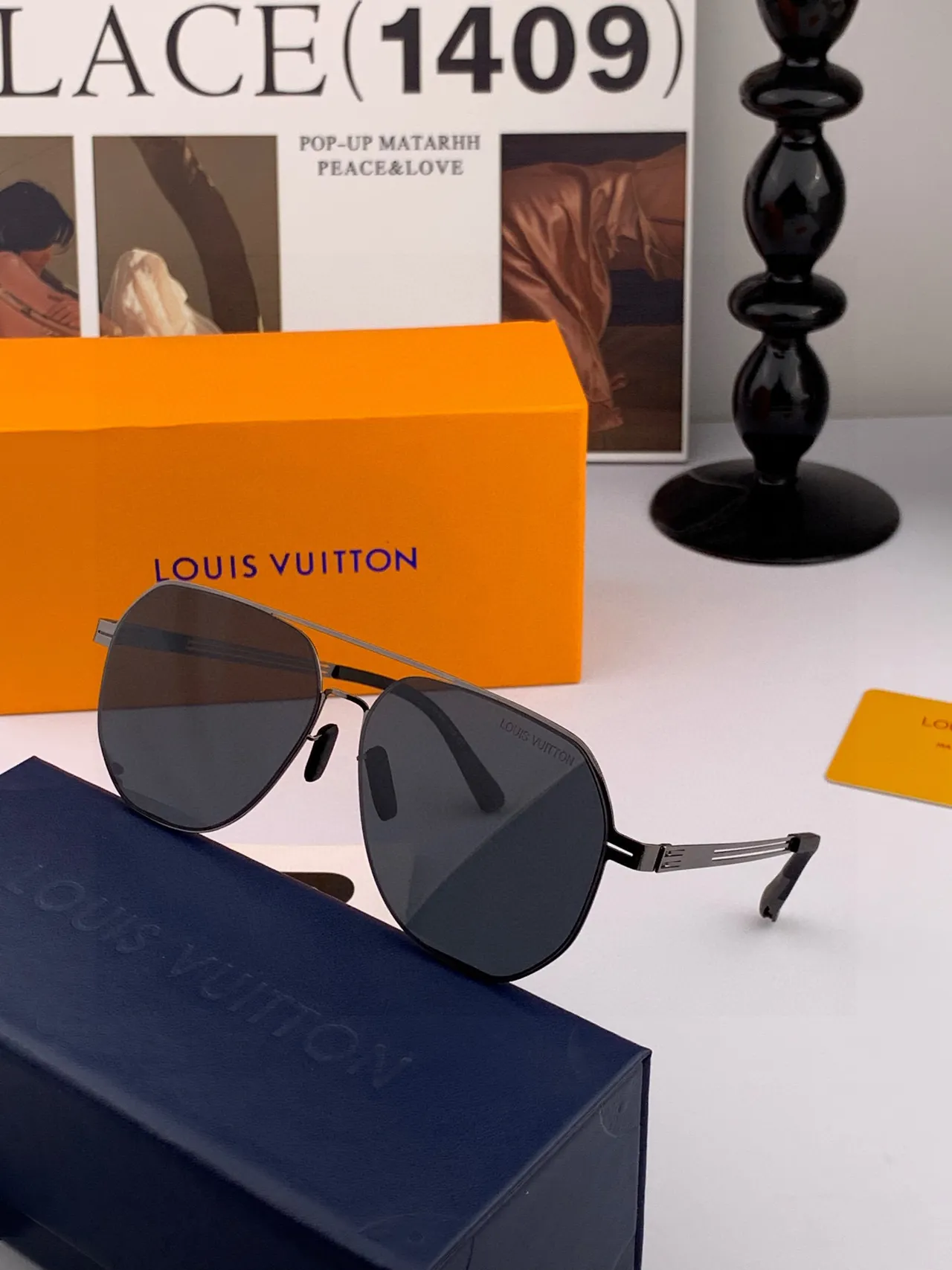Black Silver Aviator Silhouette Thin Metal Frame Sunglasses 2