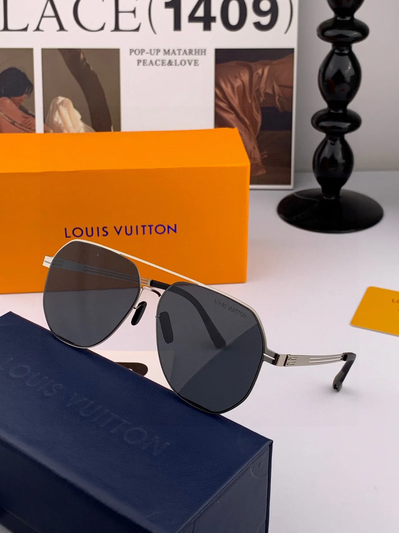 Black Silver Aviator Silhouette Thin Metal Frame Sunglasses 3