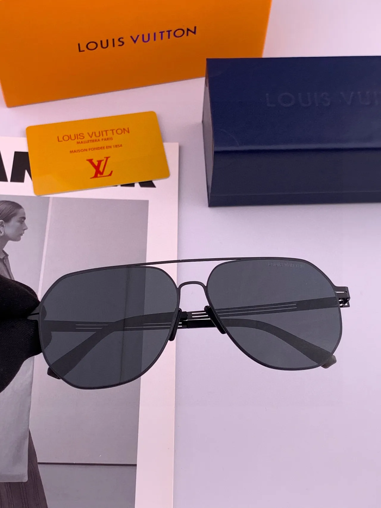 Black Silver Aviator Silhouette Thin Metal Frame Sunglasses 7
