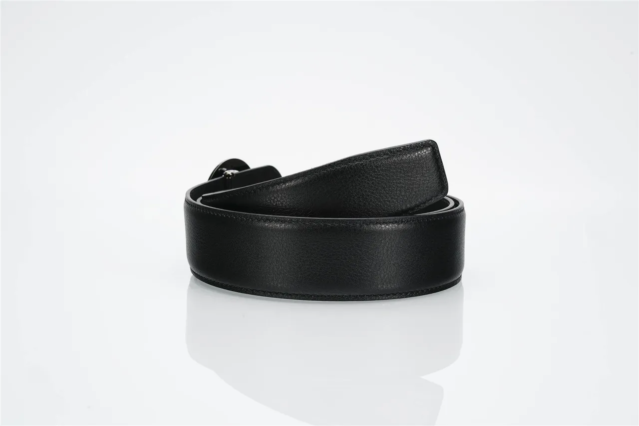 Black Silver Pebbled Circular Eagle-Head Buckle Leather Belt 3