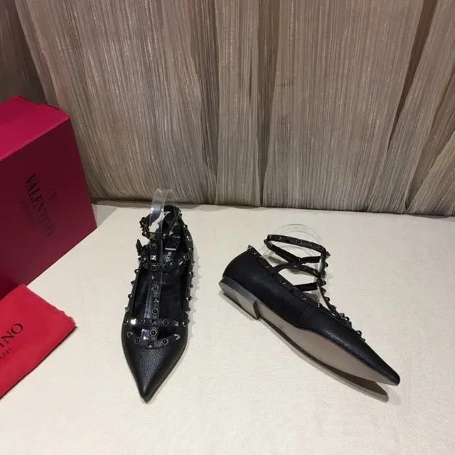 Black Silver Pointed Toe Studded T-Strap Mary Jane Shoes 5