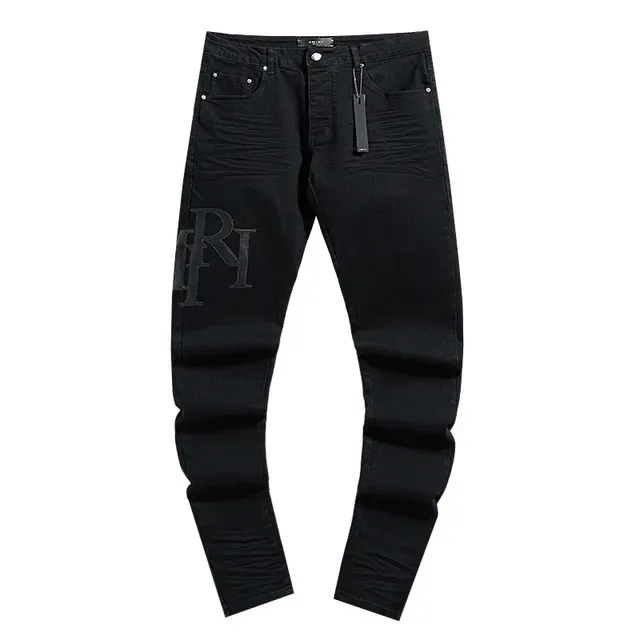 Black Slim-Fit Monogram Print Jeans 2