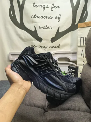 Black Sole Layered Synthetic Overlays Chunky Sneakers 5