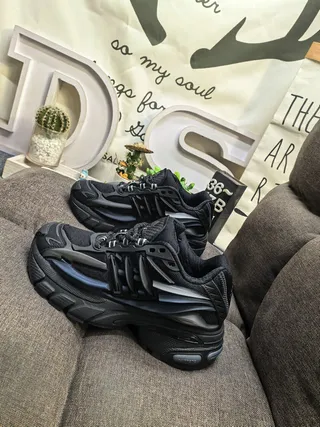 Black Sole Layered Synthetic Overlays Chunky Sneakers 7