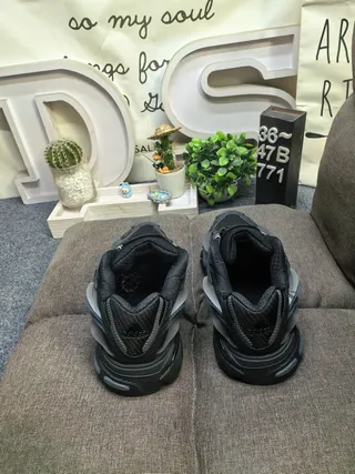 Black Sole Layered Synthetic Overlays Chunky Sneakers 8
