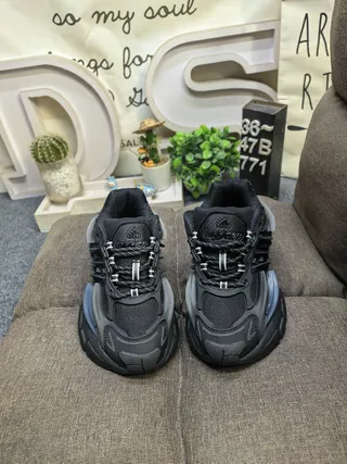 Black Sole Layered Synthetic Overlays Chunky Sneakers 10
