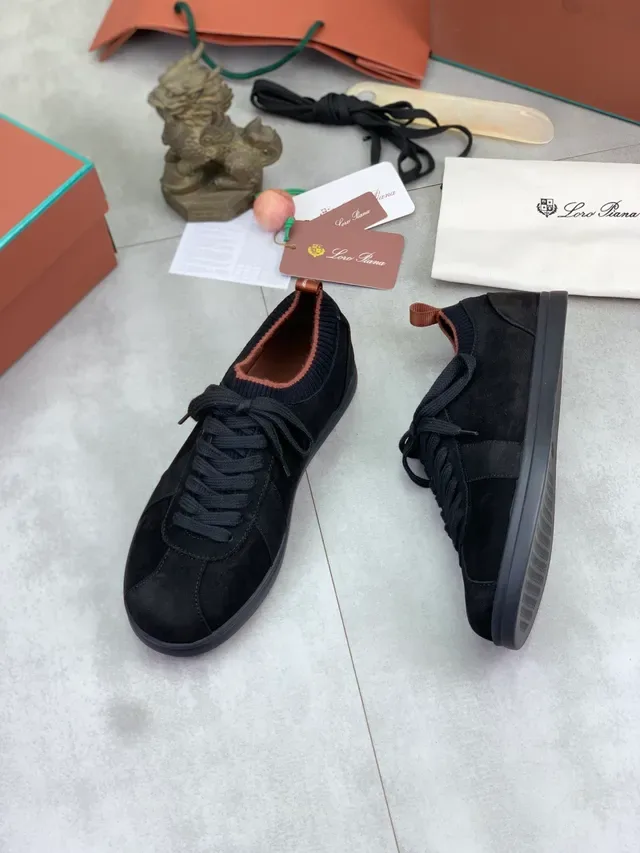 Black Suede and Knit Lace-Up Lifestyle Sneaker 5