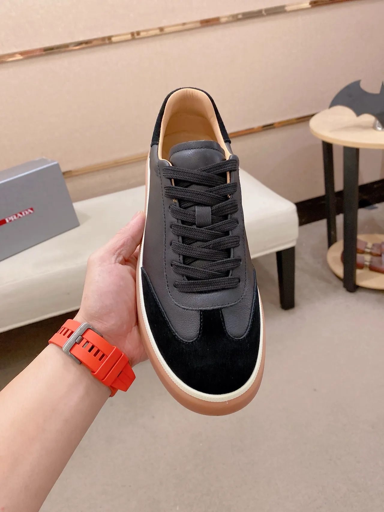 Black Suede and Leather Panel Lifestyle Sneaker 6