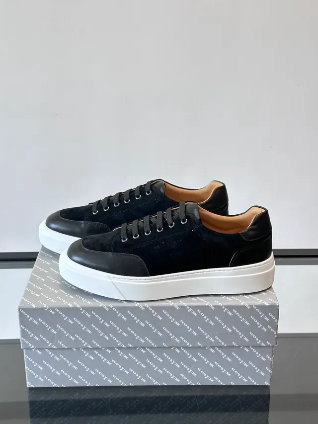 Black Suede and Leather Platform Sneakers 4