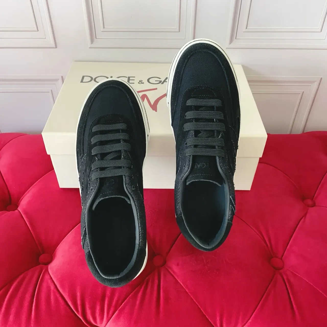 Black Suede and Textile Low-Top Lifestyle Sneakers 3
