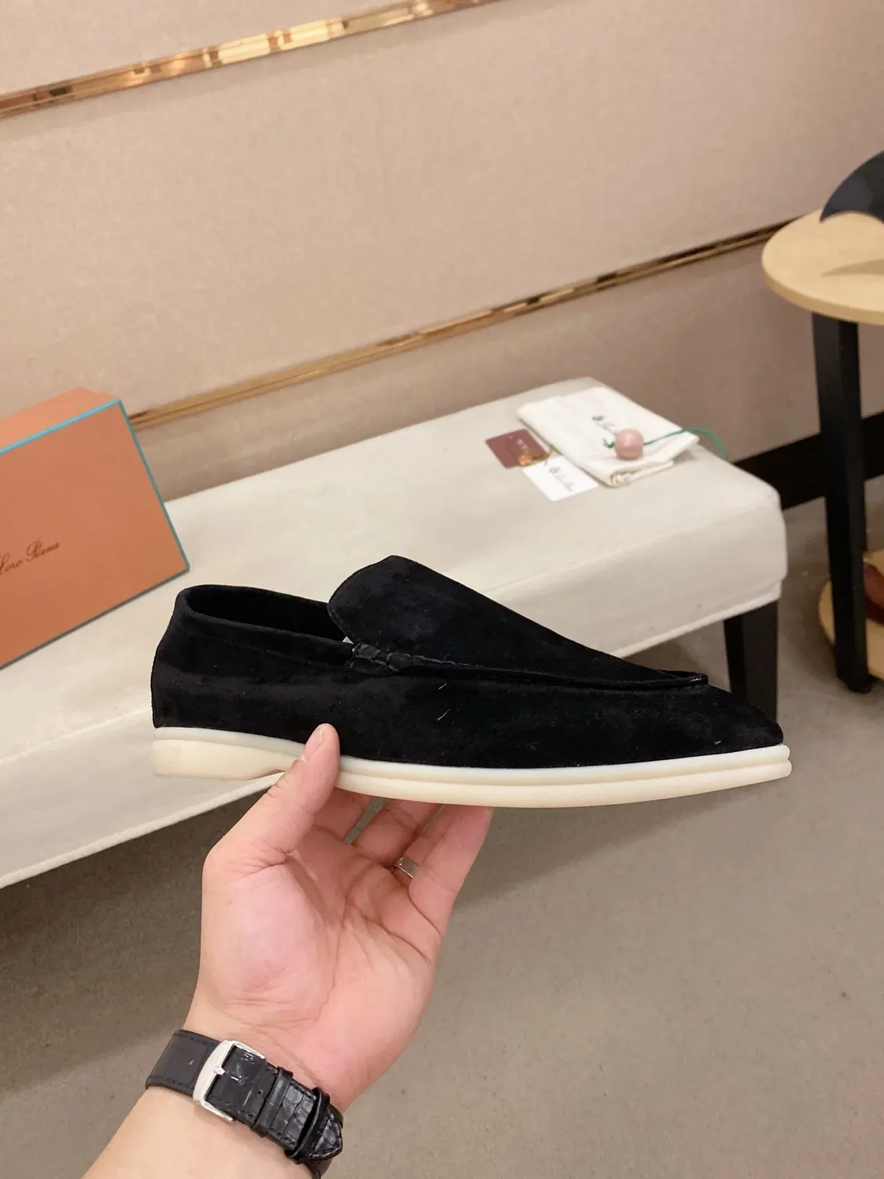 Black Suede Moc-Toe Slip-On Loafers 5