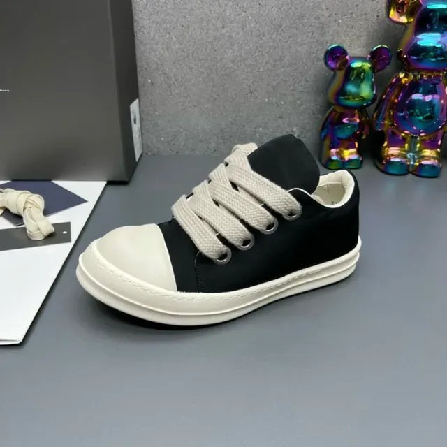 Black White Canvas Upper Oversized Flat Laces Lifestyle Sneakers 7