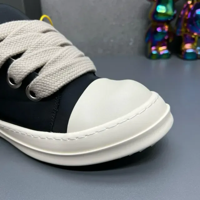 Black White Canvas Upper Oversized Flat Laces Lifestyle Sneakers 8