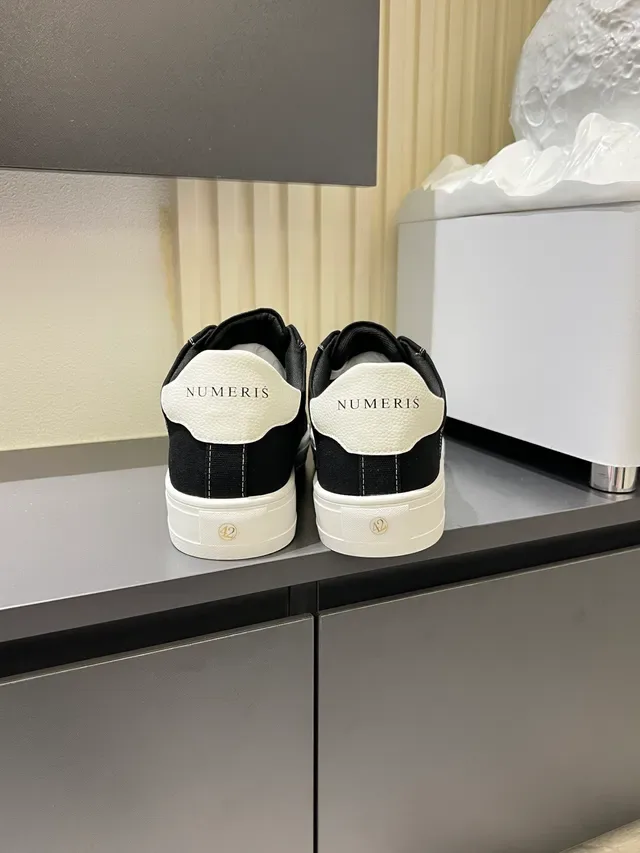 Black White Canvas Upper Rubber Toe Cap Sneakers 2