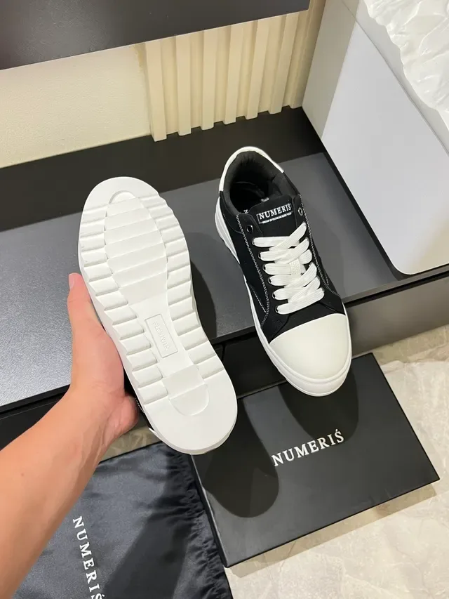 Black White Canvas Upper Rubber Toe Cap Sneakers 4