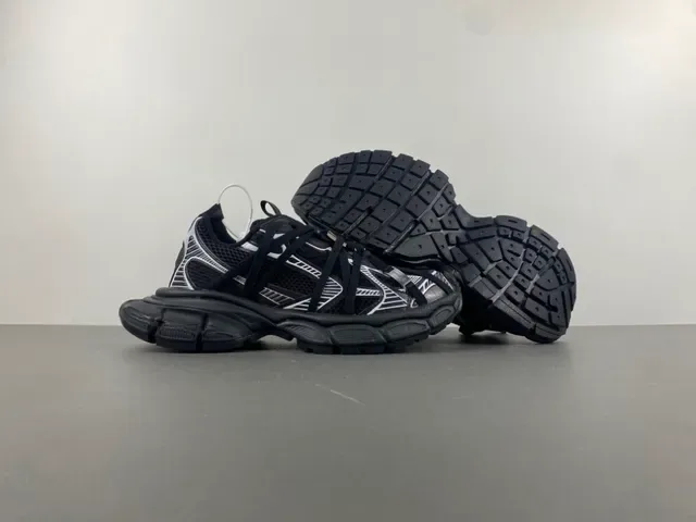 Black White Chunky Sole Mesh Upper Sneakers 12
