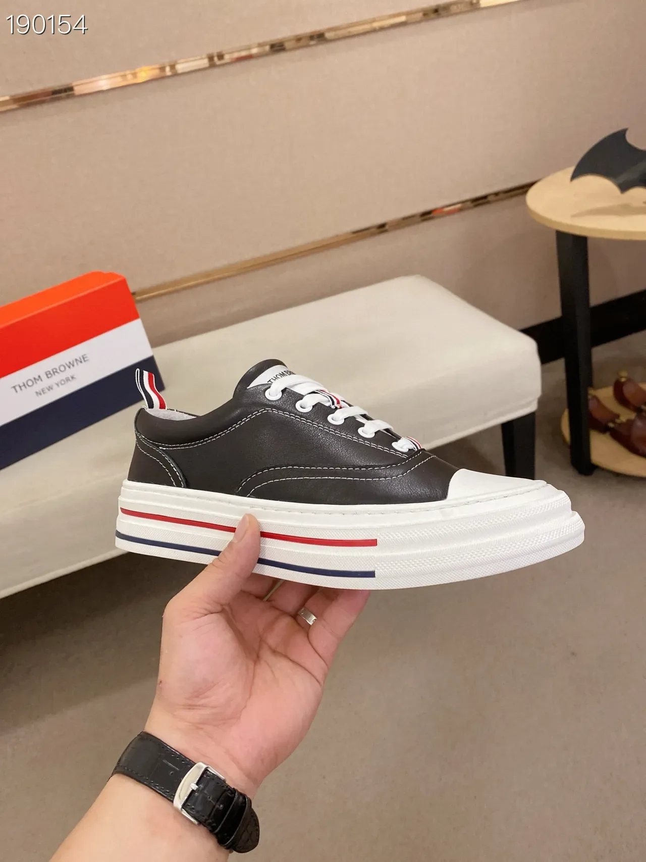 Black White Leather Upper Rubber Sole Lifestyle Sneakers 3