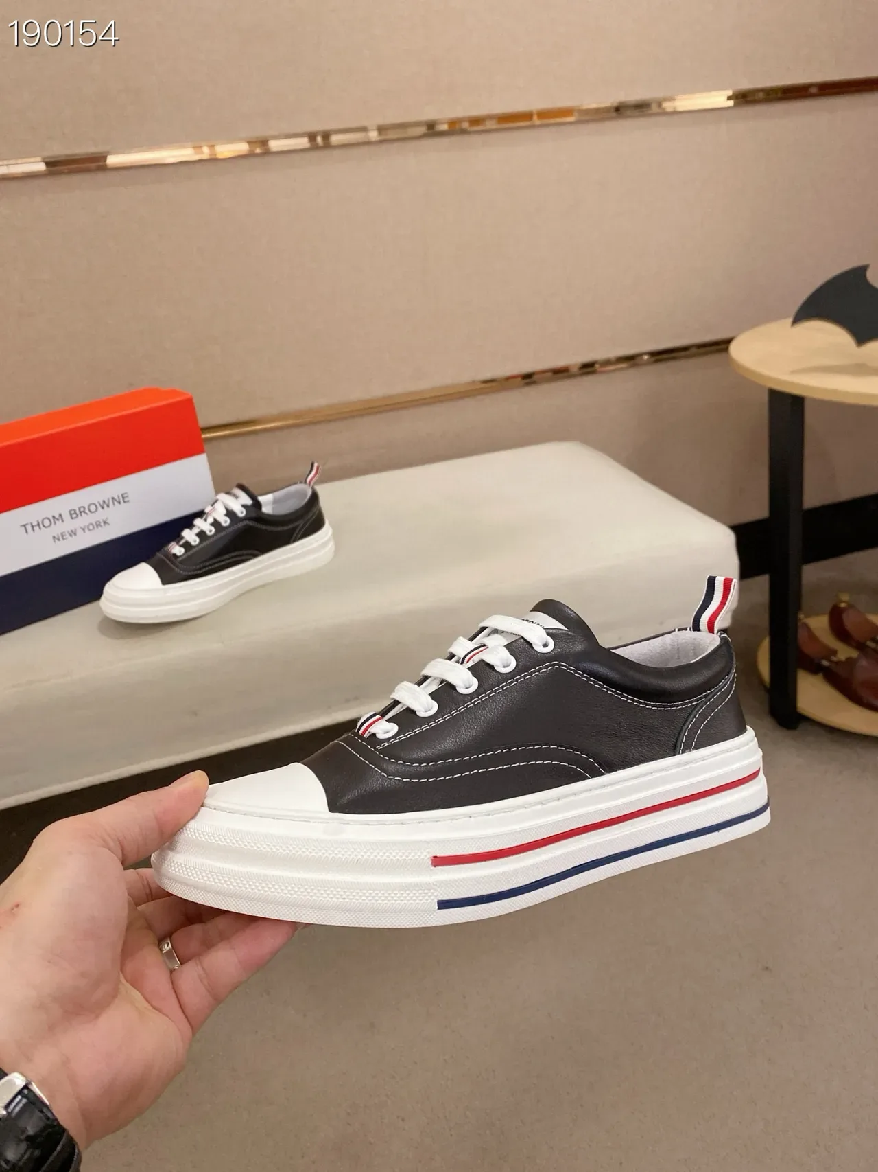 Black White Leather Upper Rubber Sole Lifestyle Sneakers 5