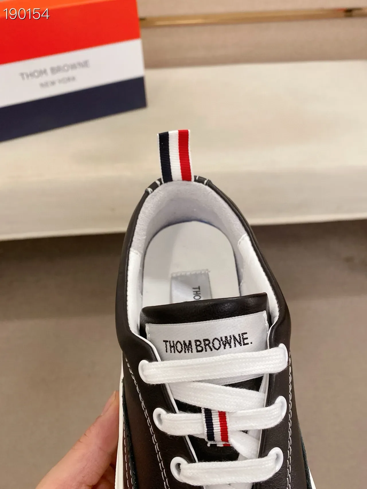 Black White Leather Upper Rubber Sole Lifestyle Sneakers 6