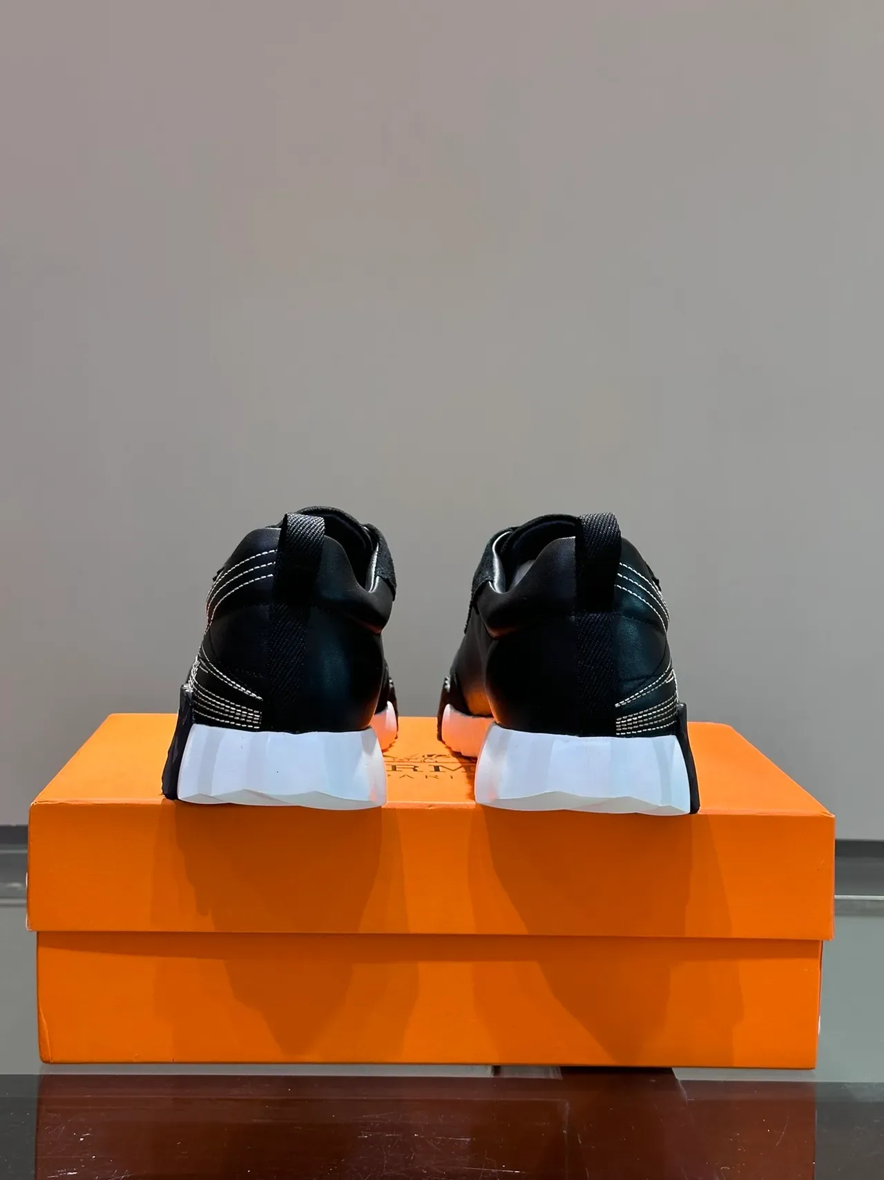 Black White Suede And Leather Upper Geometric Topstitching Sneakers 3