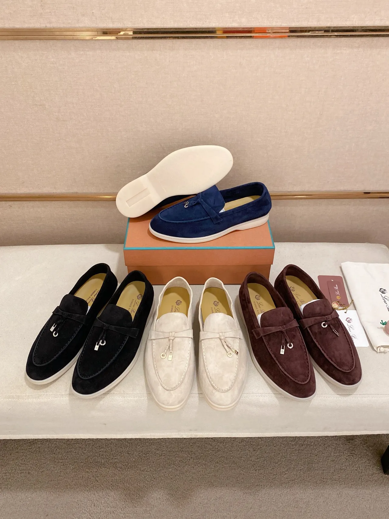 Black White Suede Strap Closure Loafer 2