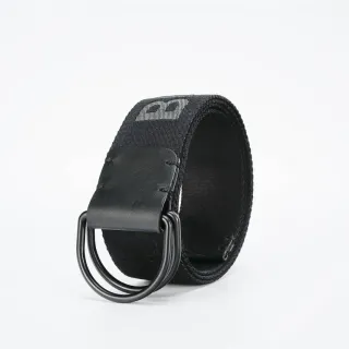 Black White Woven Strap Leather Keeper Canvas Belt