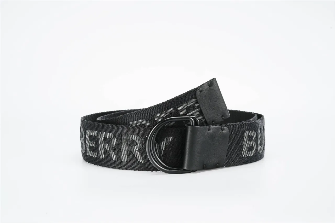 Ceinture canvas noir blanc avec sangle tissée de cuir et fermoir de cuir 4