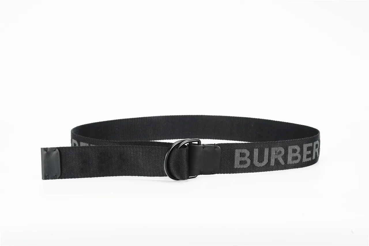 Ceinture canvas noir blanc avec sangle tissée de cuir et fermoir de cuir 9