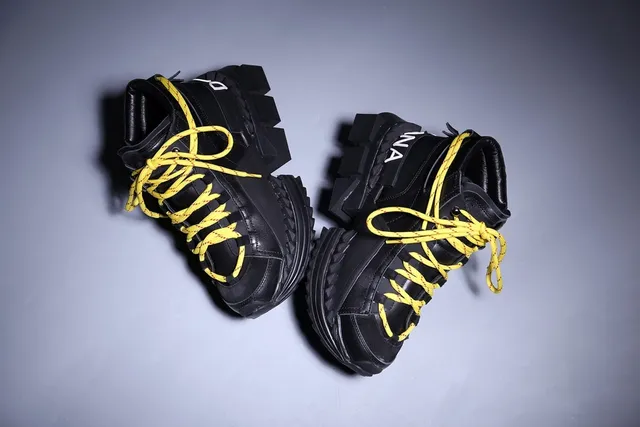 Black Yellow High-Top Platform Chunky Sneakers 2