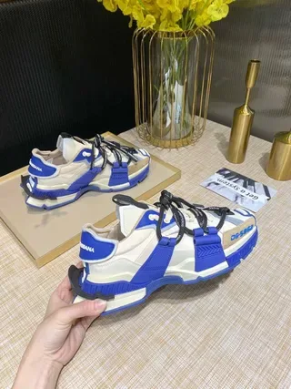 Blue and Cream Chunky Strap Sneakers 4