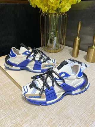 Blue and Cream Chunky Strap Sneakers 5