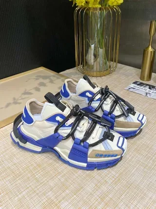 Blue and Cream Chunky Strap Sneakers 7