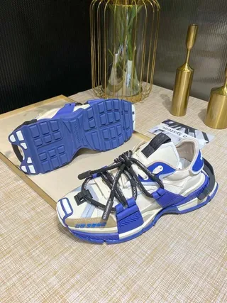 Blue and Cream Chunky Strap Sneakers 8
